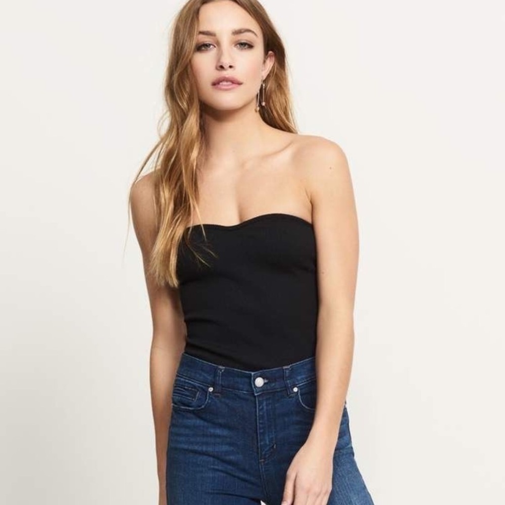 Dynamite black strapless sweetheart neckline top